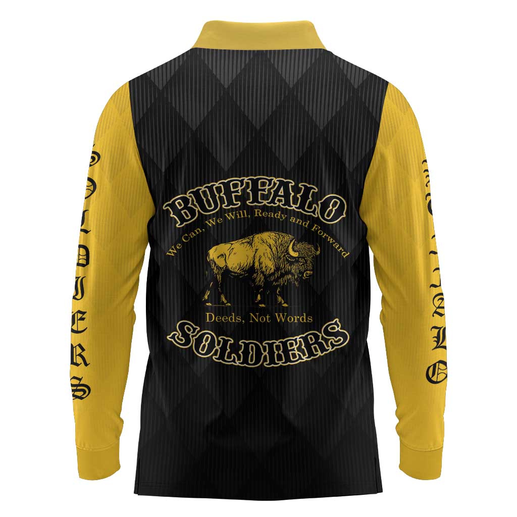 Personalized Buffalo Soldiers Long Sleeve Polo Shirt We Can We Will Ready and Forward