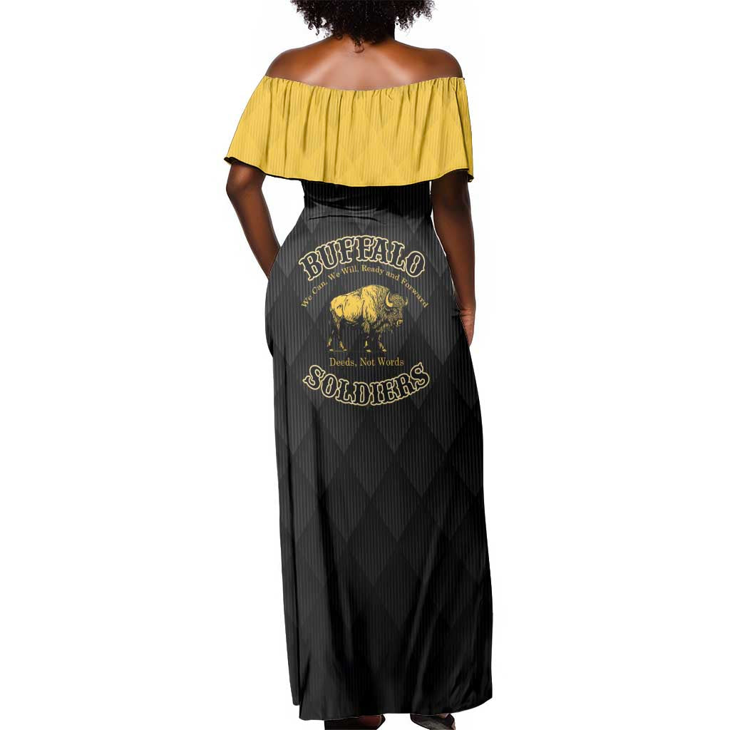 Personalized Buffalo Soldiers Off Shoulder Maxi Dress We Can We Will Ready and Forward