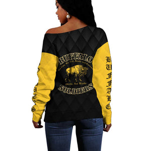 Personalized Buffalo Soldiers Off Shoulder Sweater We Can We Will Ready and Forward