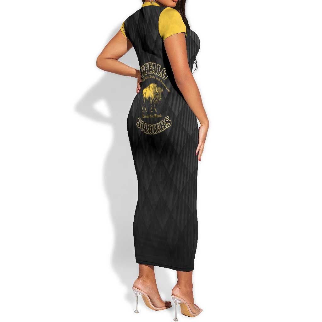 Personalized Buffalo Soldiers Short Sleeve Bodycon Dress We Can We Will Ready and Forward