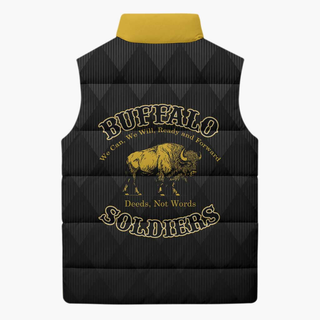 Personalized Buffalo Soldiers Sleeveless Puffer Jacket We Can We Will Ready and Forward