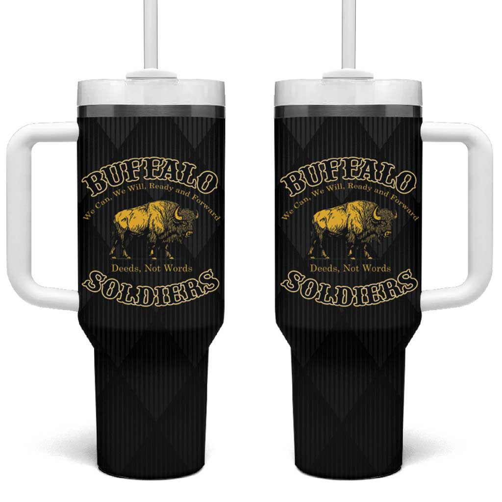 Buffalo Soldiers Tumbler With Handle We Can We Will Ready and Forward