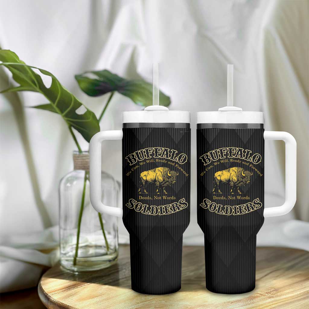 Buffalo Soldiers Tumbler With Handle We Can We Will Ready and Forward