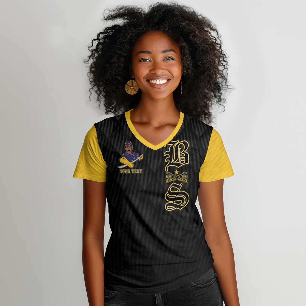Personalized Buffalo Soldiers Women V-Neck T-Shirt We Can We Will Ready and Forward