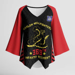 Personalized Harlem Hellfighters Kimono Sleeve Blouse 369th Infantry Regiment Legacy
