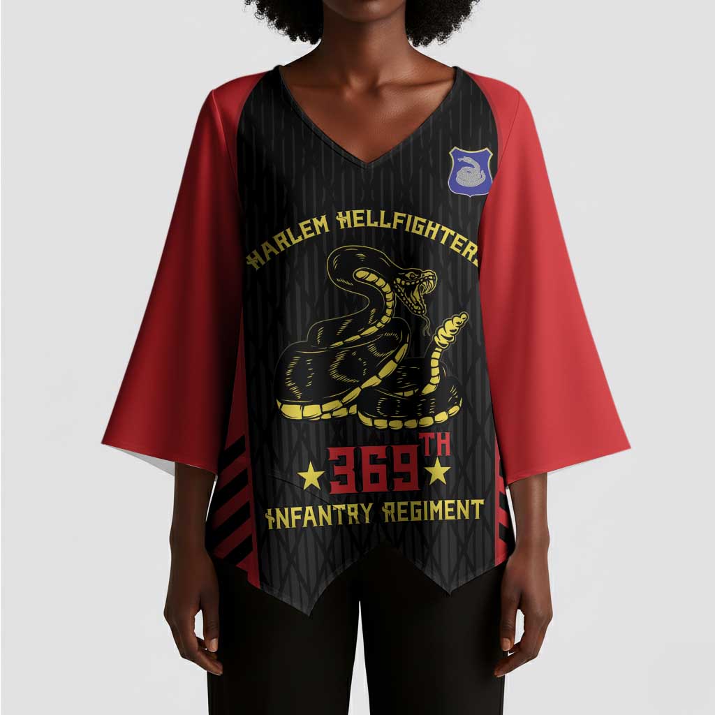 Personalized Harlem Hellfighters Kimono Sleeve Blouse 369th Infantry Regiment Legacy