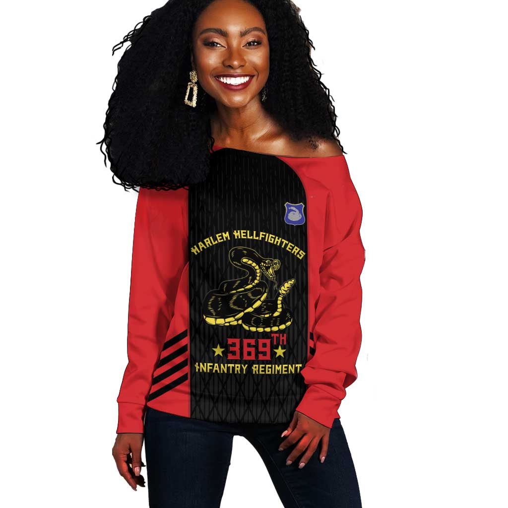 Personalized Harlem Hellfighters Off Shoulder Sweater 369th Infantry Regiment Legacy