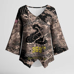 Harlem Hellfighters 369th Infantry Regiment Legacy Kimono Sleeve Blouse God Damn Lets Go