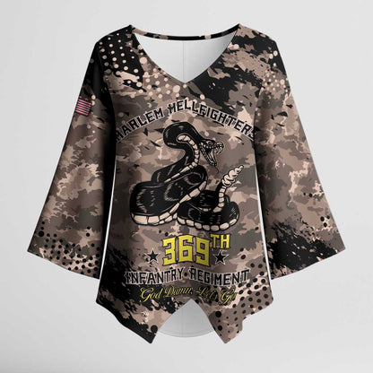 Harlem Hellfighters 369th Infantry Regiment Legacy Kimono Sleeve Blouse God Damn Lets Go