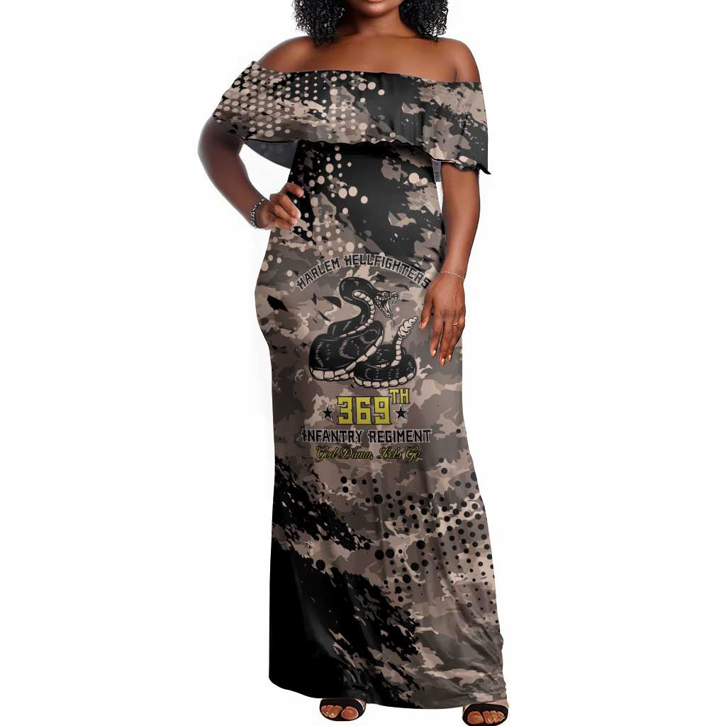 Harlem Hellfighters 369th Infantry Regiment Legacy Off Shoulder Maxi Dress God Damn Lets Go