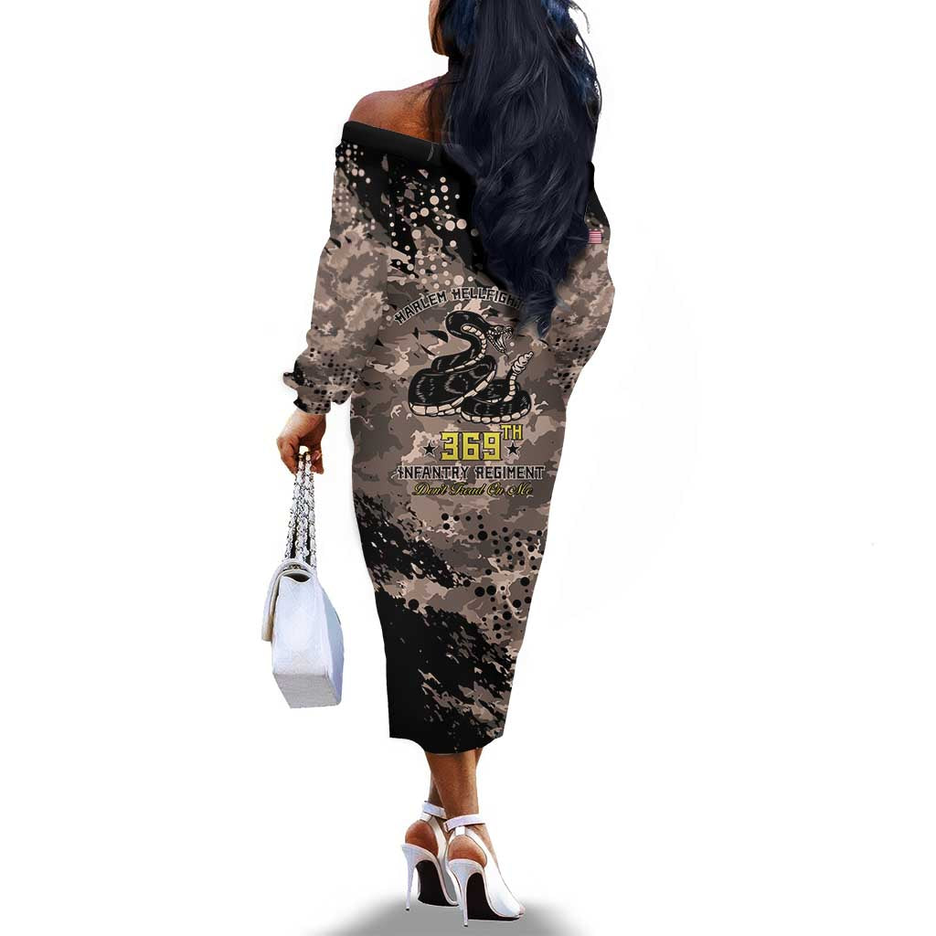Harlem Hellfighters 369th Infantry Regiment Legacy Off The Shoulder Long Sleeve Dress God Damn Lets Go