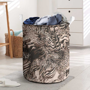 African Safari Zebra Leopard Swirl Pattern Laundry Basket