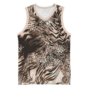 African Safari Zebra Leopard Swirl Pattern Basketball Jersey