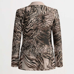African Safari Zebra Leopard Swirl Pattern Blazer