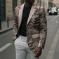 African Safari Zebra Leopard Swirl Pattern Blazer