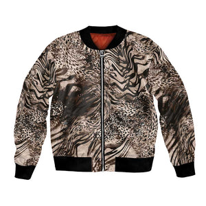 African Safari Zebra Leopard Swirl Pattern Bomber Jacket