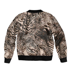 African Safari Zebra Leopard Swirl Pattern Bomber Jacket