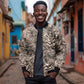 African Safari Zebra Leopard Swirl Pattern Bomber Jacket