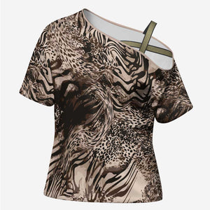African Safari Zebra Leopard Swirl Pattern Cross Shoulder Shirt