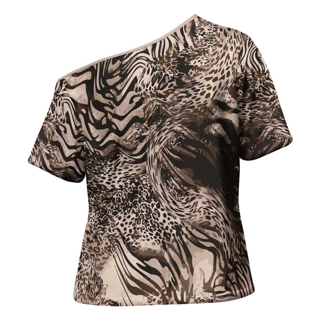 African Safari Zebra Leopard Swirl Pattern Cross Shoulder Shirt