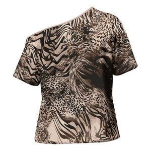 African Safari Zebra Leopard Swirl Pattern Cross Shoulder Shirt