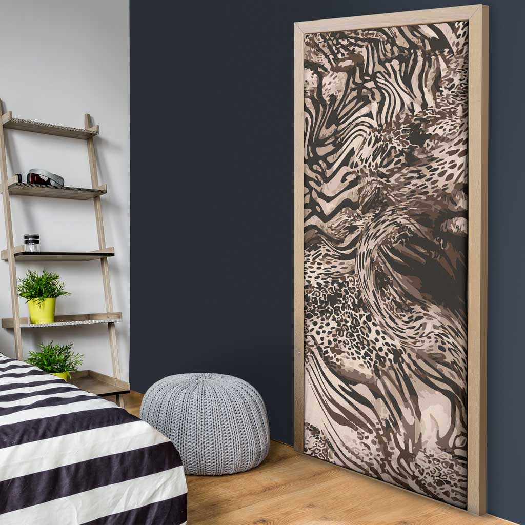 African Safari Zebra Leopard Swirl Pattern Door Cover