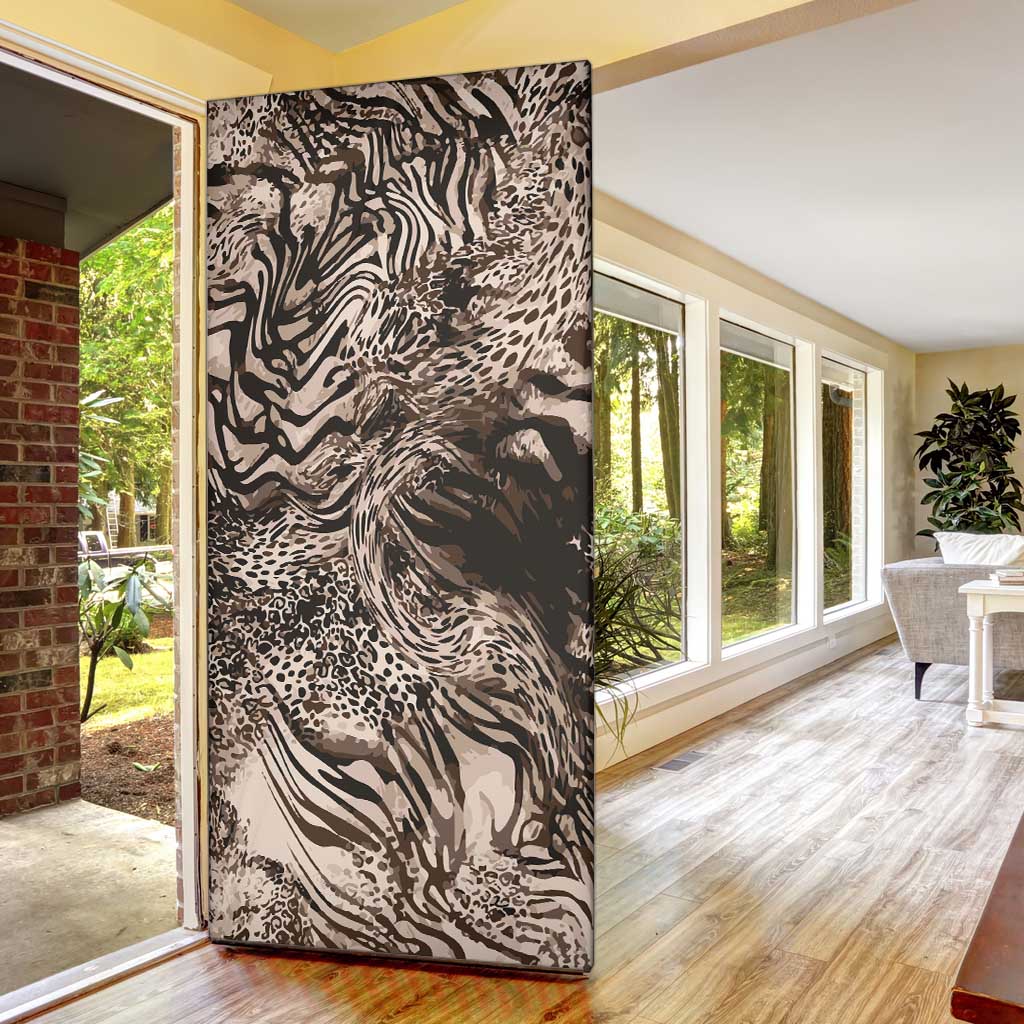 African Safari Zebra Leopard Swirl Pattern Door Cover