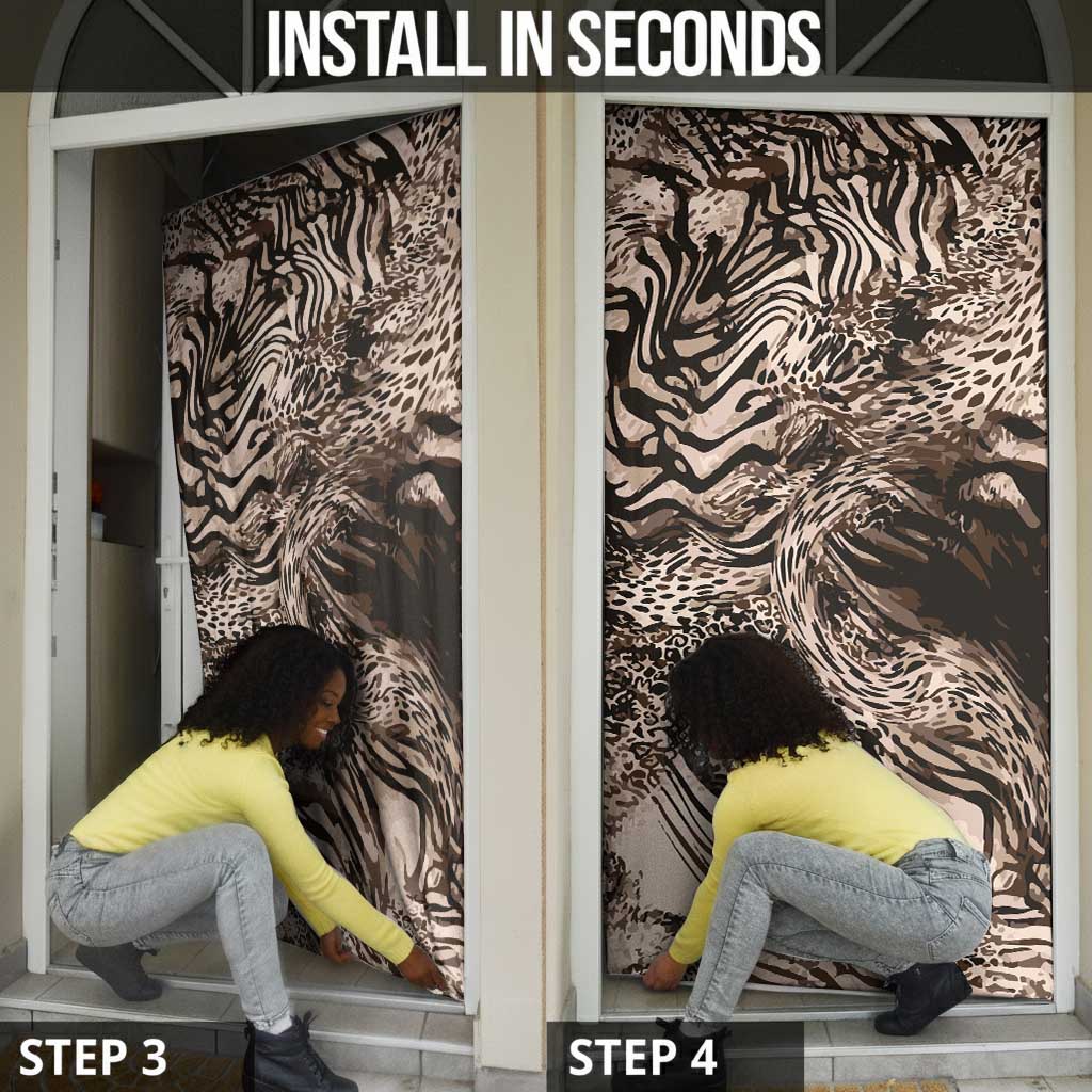 African Safari Zebra Leopard Swirl Pattern Door Cover