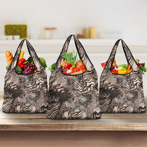 African Safari Zebra Leopard Swirl Pattern Grocery Bag