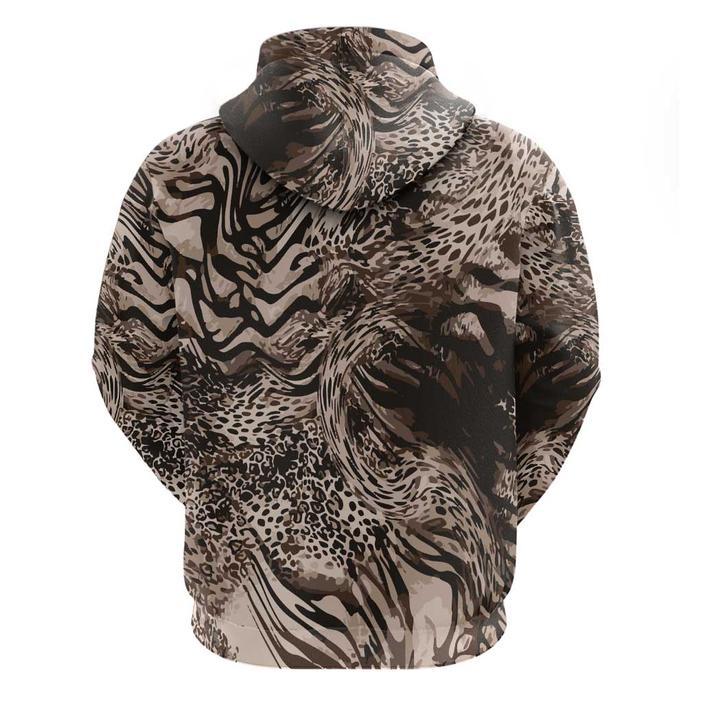 African Safari Zebra Leopard Swirl Pattern Hoodie