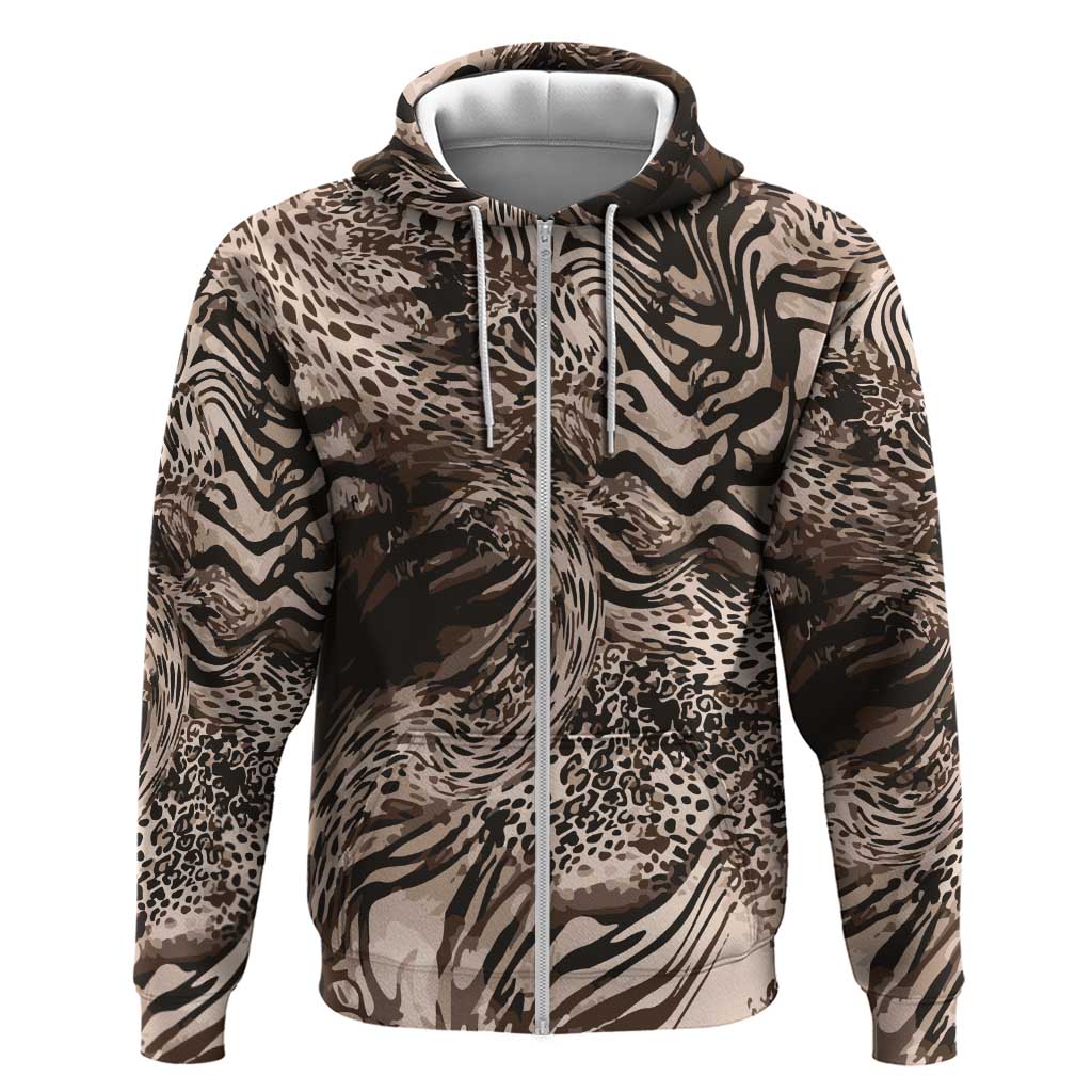 African Safari Zebra Leopard Swirl Pattern Hoodie