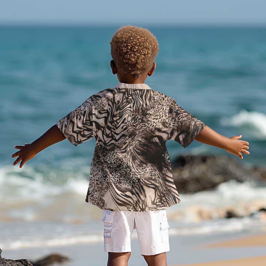 African Safari Zebra Leopard Swirl Pattern Kid Hawaiian Shirt