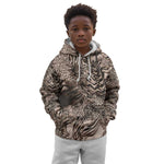 African Safari Zebra Leopard Swirl Pattern Kid Hoodie