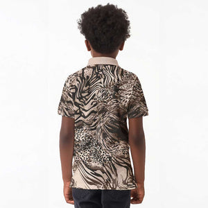 African Safari Zebra Leopard Swirl Pattern Kid Polo Shirt