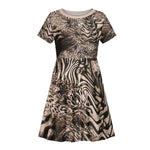 African Safari Zebra Leopard Swirl Pattern Kid Short Sleeve Dress
