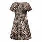 African Safari Zebra Leopard Swirl Pattern Kid Short Sleeve Dress