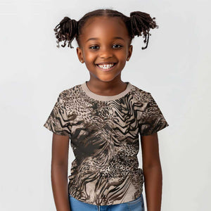 African Safari Zebra Leopard Swirl Pattern Kid T shirt