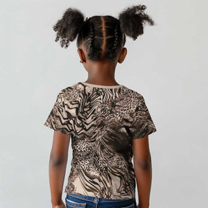 African Safari Zebra Leopard Swirl Pattern Kid T shirt