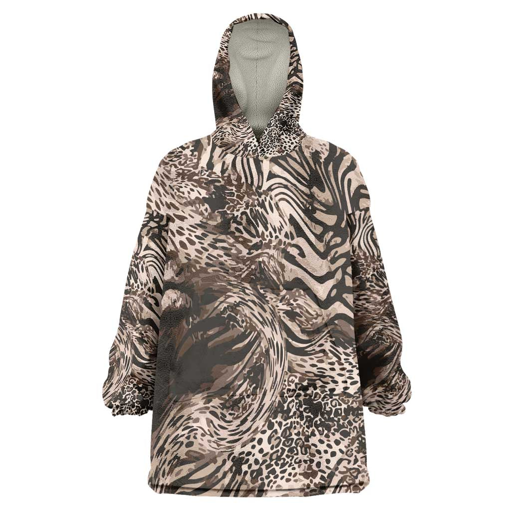 African Safari Zebra Leopard Swirl Pattern Kid Wearable Blanket Hoodie