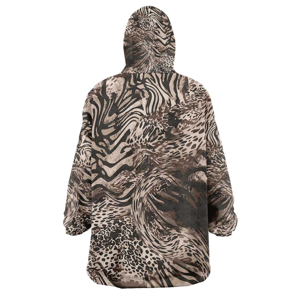 African Safari Zebra Leopard Swirl Pattern Kid Wearable Blanket Hoodie