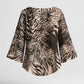 African Safari Zebra Leopard Swirl Pattern Kimono Sleeve Blouse