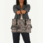 African Safari Zebra Leopard Swirl Pattern Leather Bag