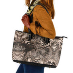 African Safari Zebra Leopard Swirl Pattern Leather Tote Bag