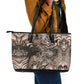 African Safari Zebra Leopard Swirl Pattern Leather Tote Bag
