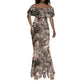 African Safari Zebra Leopard Swirl Pattern Mermaid Dress