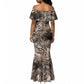 African Safari Zebra Leopard Swirl Pattern Mermaid Dress