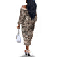 African Safari Zebra Leopard Swirl Pattern Off The Shoulder Long Sleeve Dress