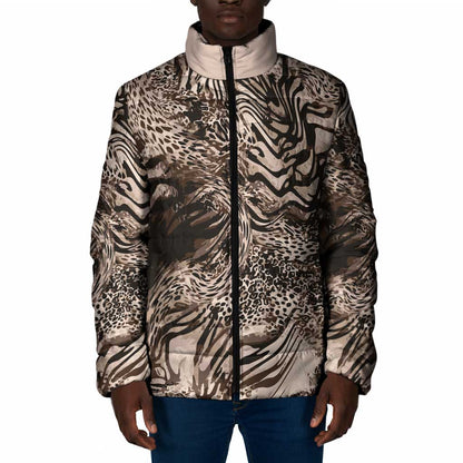 African Safari Zebra Leopard Swirl Pattern Padded Jacket