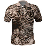 African Safari Zebra Leopard Swirl Pattern Polo Shirt