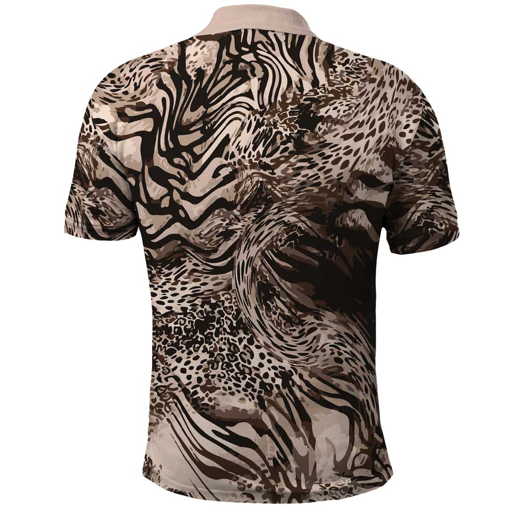 African Safari Zebra Leopard Swirl Pattern Polo Shirt